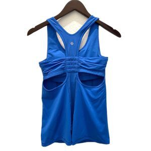 Lululemon Womens Yoga/Fitness Racerback Shelf Bra Tank Top Back Pocket Blue Sz 6